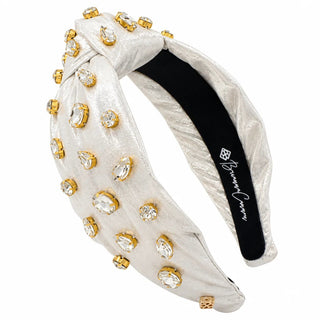 Brianna Cannon Shimmer Headband with Hand-Sewn Crystals - Silver - Boutique Bella BellaHeadband