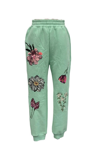 Brianna Cannon - Snowdrop Botanical Sweatpants in Mint - Boutique Bella BellaBrianna Cannon