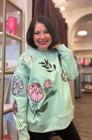 Brianna Cannon - Snowdrop Botanical Sweatshirt in Mint - Boutique Bella BellaBrianna Cannon