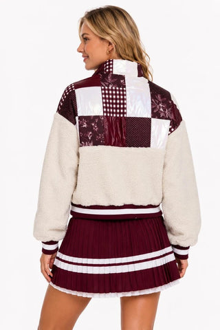 Brianna Cannon Texas A&M Patchwork Sherpa Jacket - Boutique Bella BellaJacket
