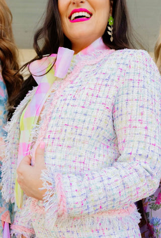 Brianna Cannon White Multi Tweed Blazer - Boutique Bella BellaBlazer