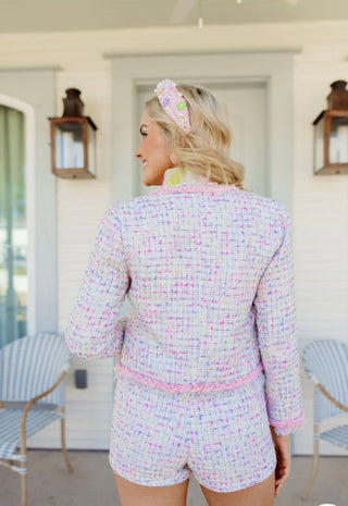 Brianna Cannon White Multi Tweed Shorts - Boutique Bella BellaSHORTS