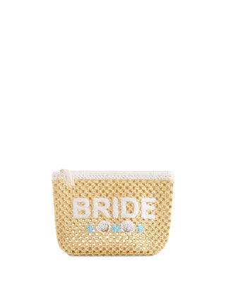 "Bride" Shell Zip Pouch, Natural - Boutique Bella BellaMakeup Bag