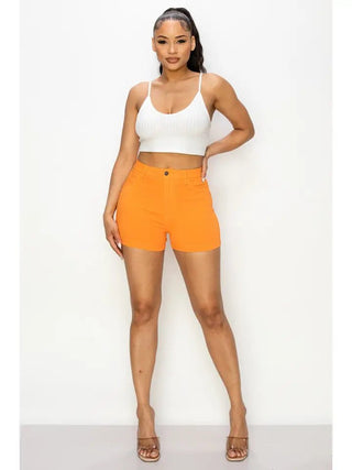 Bright Orange High Waist Shorts - Boutique Bella BellaShorts