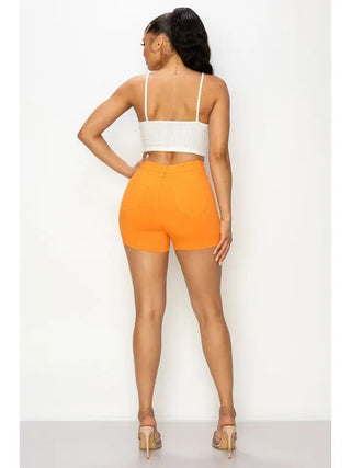 Bright Orange High Waist Shorts - Boutique Bella BellaShorts