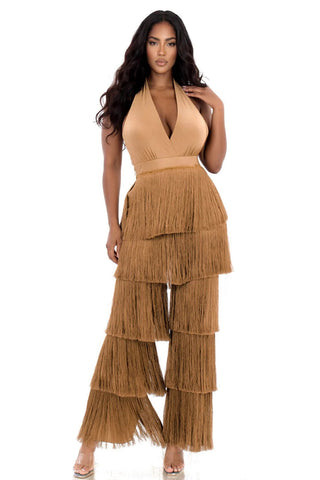 Bronze Fringe Benefits Jumpsuit - Boutique Bella BellaJumpsuit