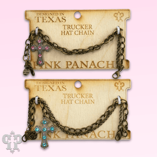 Bronze trucker hat chain with crystals from Swarovski® cross charm - Boutique Bella BellaTrucker Hat Chain