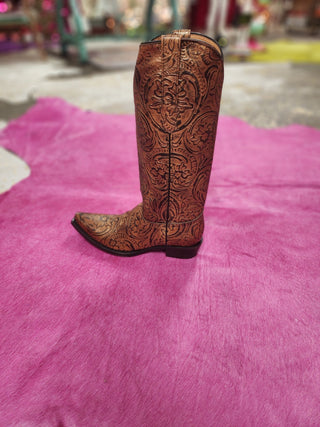 Brown Bellona Tooled Boots - Dingo - Boutique Bella BellaBoots