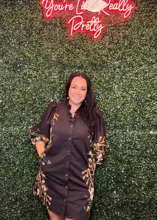 Brown Blooms Dress - Boutique Bella BellaDress