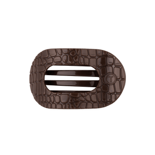 Brown Crocodile Medium Flat Round Hair Clip - Boutique Bella BellaHair Clip