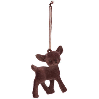 Brown Flocked Deer Ornament - Boutique Bella BellaChristmas Ornament