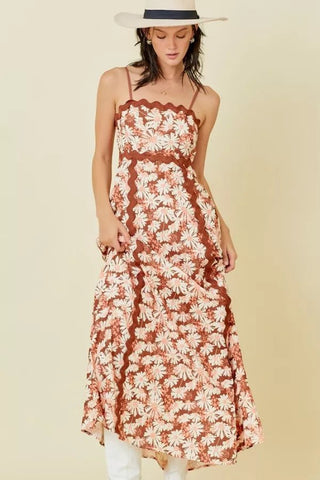 Brown Floral Maxi Dress - Boutique Bella BellaDress