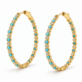 Bryn Turquoise Hoop - Large - Boutique Bella BellaEarring
