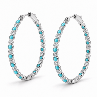 Bryn Turquoise Hoop - Large - Boutique Bella BellaEarring
