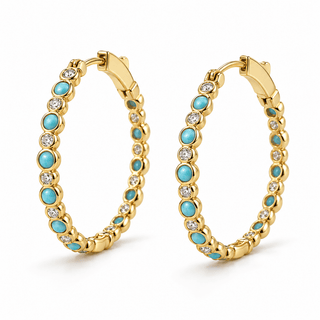 Bryn Turquoise Hoop - Small - Boutique Bella BellaEarring
