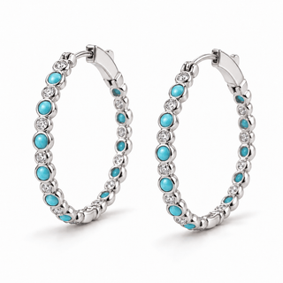 Bryn Turquoise Hoop - Small - Boutique Bella BellaEarring
