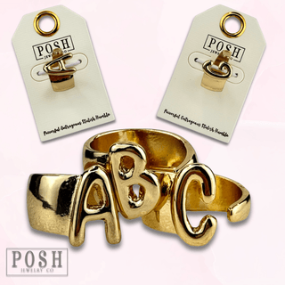Bubble letter monogram initial ring - Boutique Bella BellaRings
