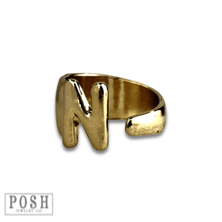 Bubble letter monogram initial ring - Boutique Bella BellaRings