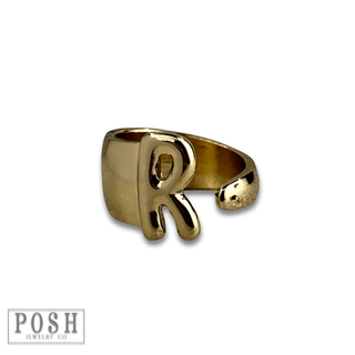 Bubble letter monogram initial ring - Boutique Bella BellaRings