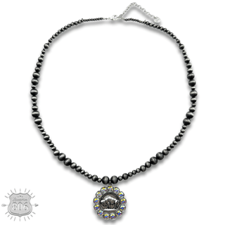 Buffalo nickel and rhinestone necklace - Boutique Bella BellaNecklaces