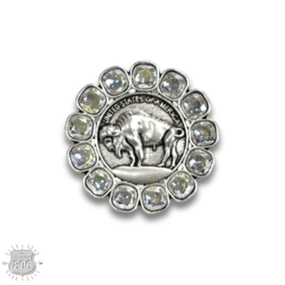 Buffalo nickel and rhinestone ring - Boutique Bella BellaRings