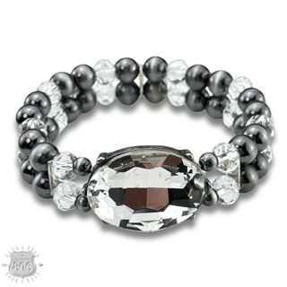 Burnished bead and rhinestone bracelet - Boutique Bella BellaBracelets