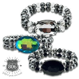 Burnished bead and rhinestone bracelet - Boutique Bella BellaBracelets