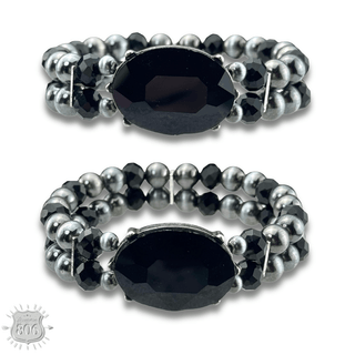 Burnished bead and rhinestone bracelet - Boutique Bella BellaBracelets