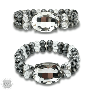 Burnished bead and rhinestone bracelet - Boutique Bella BellaBracelets