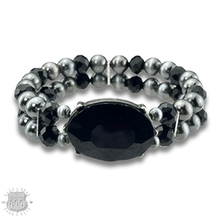 Burnished bead and rhinestone bracelet - Boutique Bella BellaBracelets