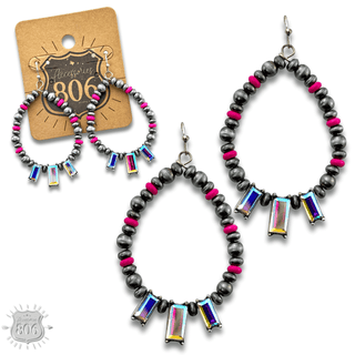 Burnished bead and rhinestone teardrop earring - Boutique Bella BellaEarrings