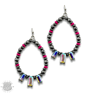 Burnished bead and rhinestone teardrop earring - Boutique Bella BellaEarrings