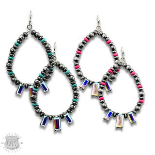 Burnished bead and rhinestone teardrop earring - Boutique Bella BellaEarrings