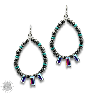 Burnished bead and rhinestone teardrop earring - Boutique Bella BellaEarrings