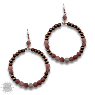 Burnished bead and stone circle earring - LC - Boutique Bella BellaEarrings