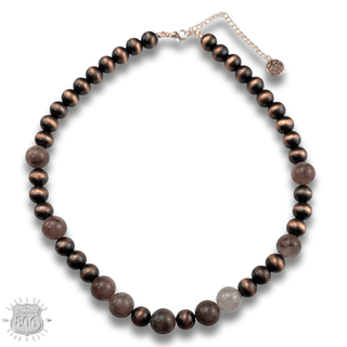Burnished bead and stone necklace - LC - Boutique Bella BellaNecklaces