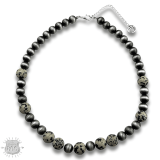 Burnished bead and stone necklace - LC - Boutique Bella BellaNecklaces