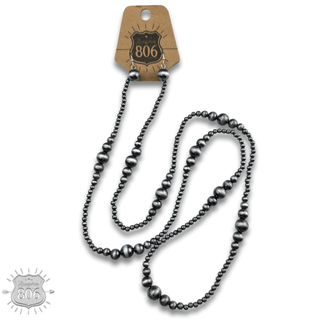 Burnished bead long necklace set - Boutique Bella BellaJewelry Set