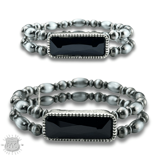 Burnished silver bead rhinestone bracelet - Boutique Bella BellaBracelets