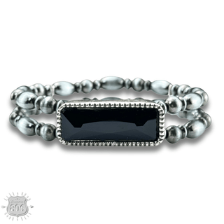 Burnished silver bead rhinestone bracelet - Boutique Bella BellaBracelets