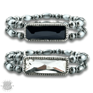 Burnished silver bead rhinestone bracelet - Boutique Bella BellaBracelets