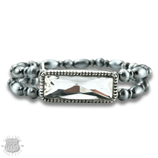 Burnished silver bead rhinestone bracelet - Boutique Bella BellaBracelets
