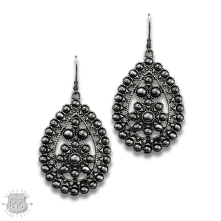Burnished silver scalloped teardrop earring   - Boutique Bella BellaEarrings