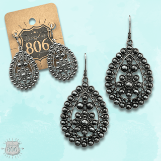 Burnished silver scalloped teardrop earring   - Boutique Bella BellaEarrings