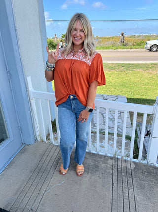 Burnt Orange Caven Top - Boutique Bella Bellatop