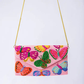 Busy Butterfly Pink Crossbody Clutch - Boutique Bella BellaCrossbody