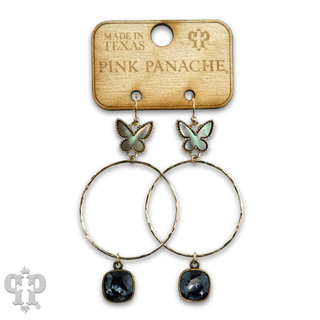 Butterfly charm circle earring with Austrian crystal - Boutique Bella BellaEarrings