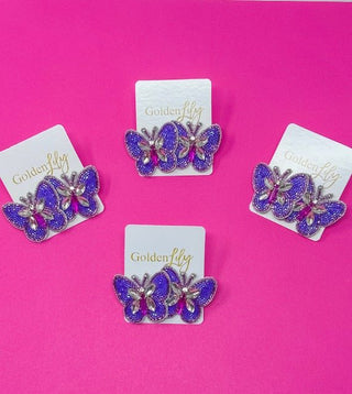 Butterfly Multi Stud Earrings - Lavender - Boutique Bella BellaEarrings