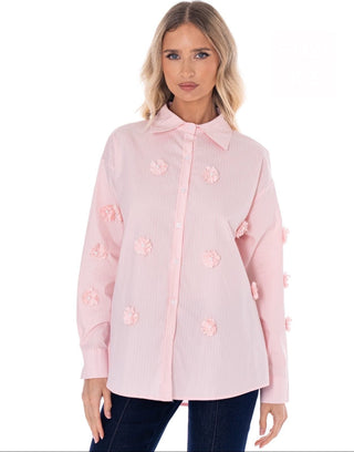 Button Up Blossom Blouse - Boutique Bella BellaTops