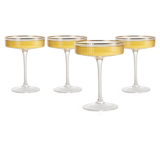 Ribbed Coupe Cocktail Glasses With Gold Rim 8 Oz Set Of 4 Classic Manhattan Glasses For Cocktails Li